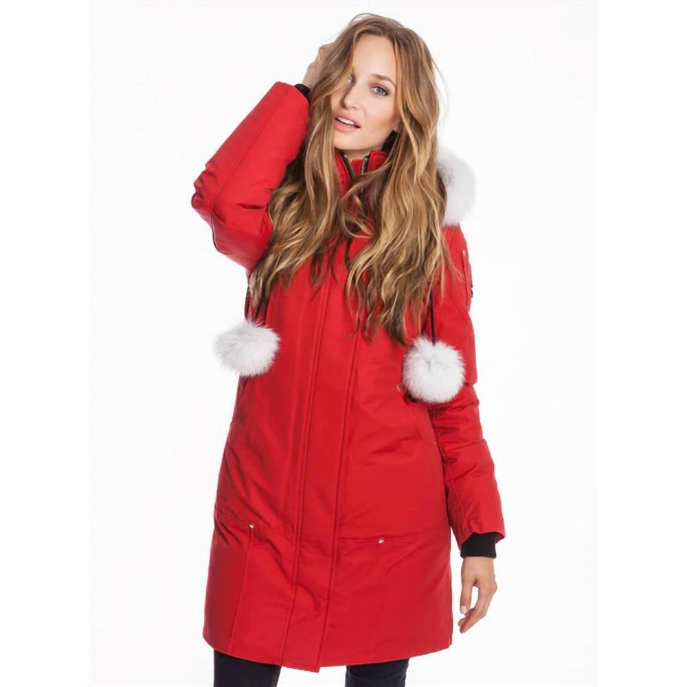 NEW MOOSE KNUCKLES classic core fur parka jacket in red